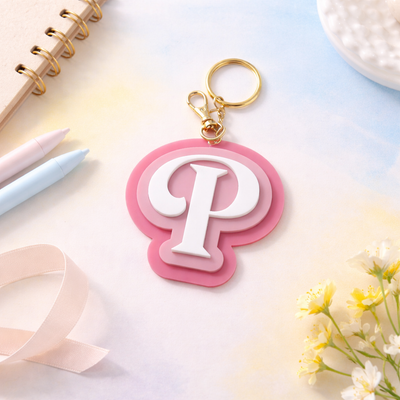 Triple Layer Initial Keychain