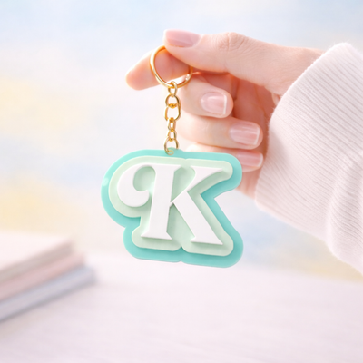 Triple Layer Initial Keychain